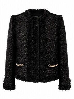 Pink Tartan Black Metallic Tweed/Bouclé Blazer